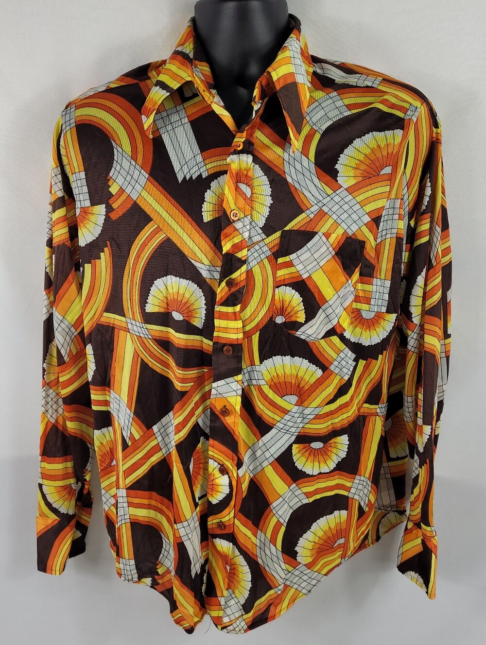 Zayre Matt Andrews Vintage 1970s Menshop Disco Long Sleeve Shirt Mens size Large